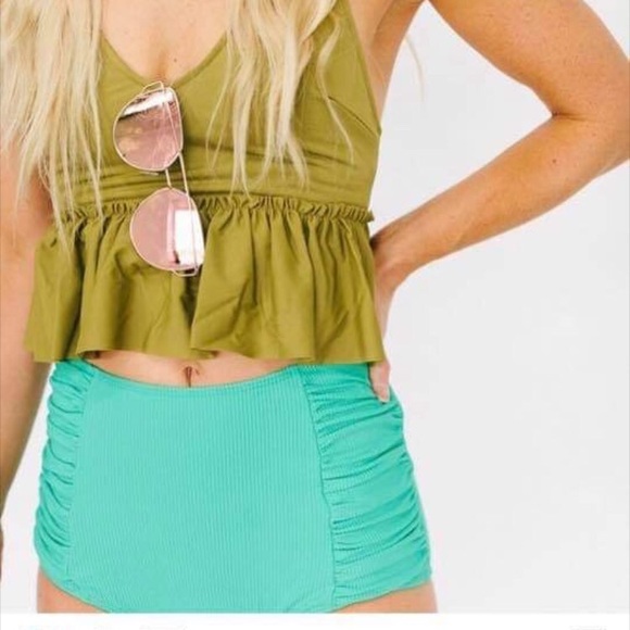 Kortni Jeane Other - S KJ ribbed teal ultra high waisted bottoms